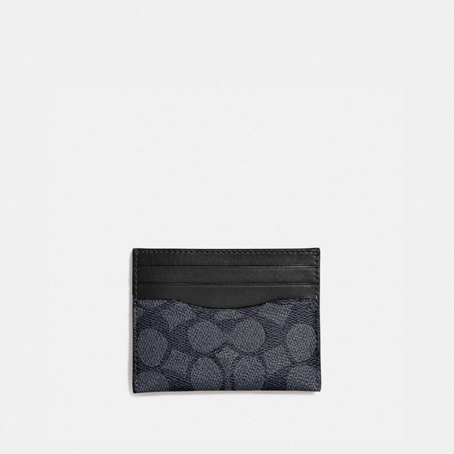 Cartera COACH Card Case In Signature Canvas Hombre Gris | 013-KPFIWA