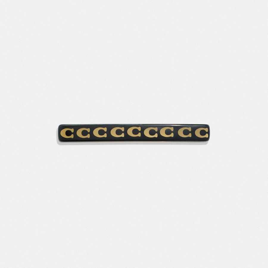 Joyas COACH Signature Resin Thin Hair Barrette Mujer Negras | 831-NGVHDM