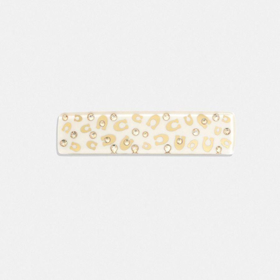 Joyas COACH Signature Resin Wide Hair Barrette Mujer Doradas | 208-LGOHWQ